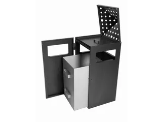 combi-asbak,HxBxD 919x396x425mm,afvalbak inhoud 75l,romp staal grafiet - 3