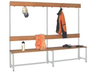 Omkleedbank LxB 2000x400mm Houten Latten Haken Enkelzijdig RAL7035 - 2
