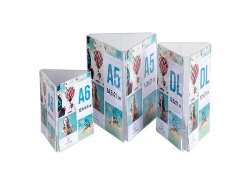 Driehoekige infostaander A5 verticaal
