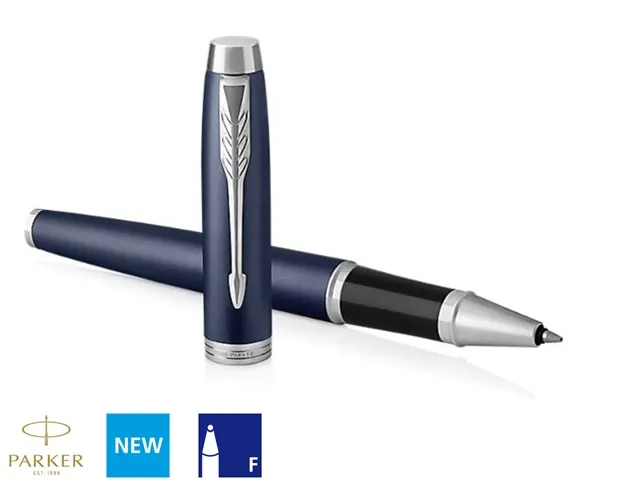 Rollerpen Parker IM Matte blue CT Finish Fijn Zwarte inkt