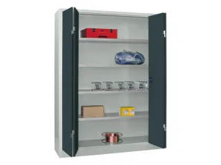 Vouwdeurkast 1950x1500x400mm 4legborden Verzinkt Ral7035 Front Ral7016 - 1