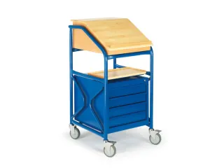 Verrijdbare lessenaar,HxBxD 1240x630x690mm,m. Lade,klapdeksel,4lade(n) - 1