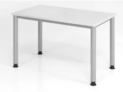 bureau,HxBxD 685-810x1200x670mm,blad wit,4voeten zilverkleurig