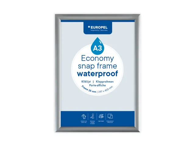 Europel Kliklijst Economy Outdoor A3 Zilver 25 mm