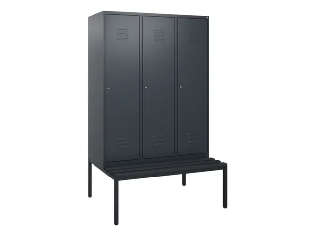 locker met bank,HxBxD 1950x1200x815mm,3vak,vak B 400mm,cil.-slot