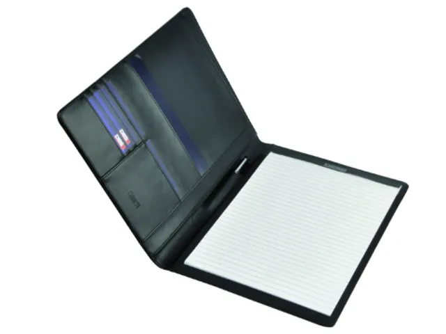 Schrijfmap DESQ A4 leder zwart