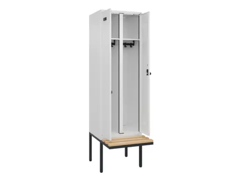 locker met bank,voor scheiding van kleding,HxBxD 2120x600x815mm,2vak
