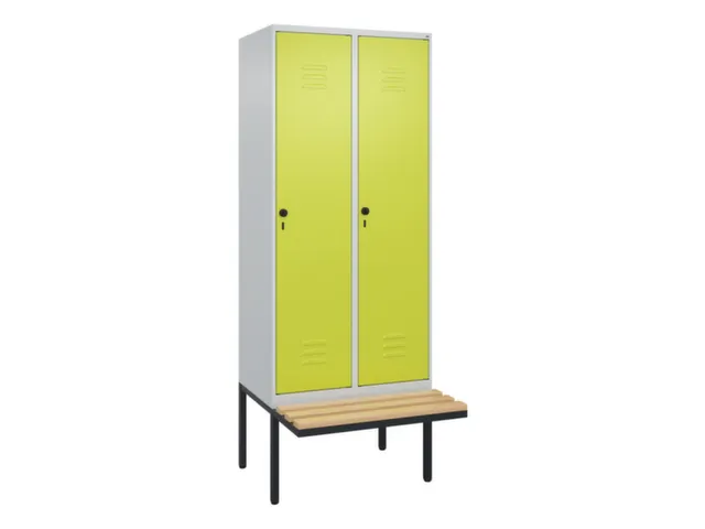 locker met bank,HxBxD 2120x800x815mm,2vak,vak B 400mm,draaigrendel