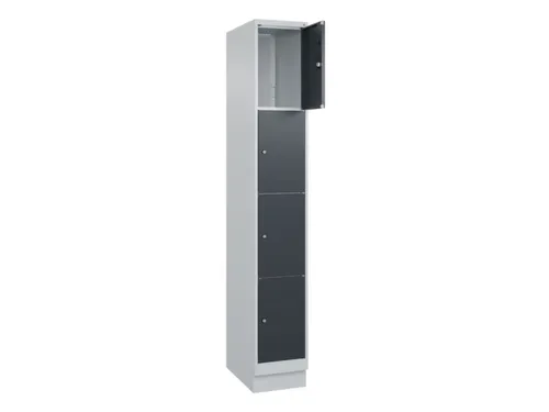 lockerkast,HxBxD 1950x300x500mm,1x4vakken,vak B 300mm,cil.-slot,sokkel