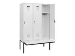 locker met bank,HxBxD 1950x1200x815mm,3vak,vak B 400mm,draaigrendel