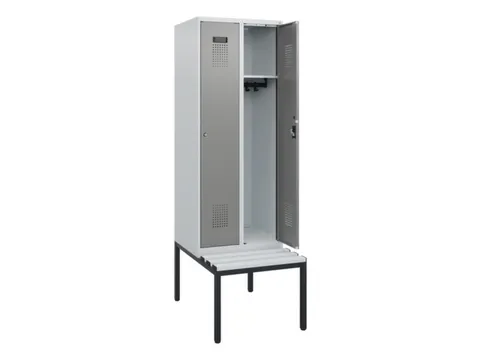 locker met bank,HxBxD 1950x600x815mm,2vak,vak B 300mm,cilinderslot