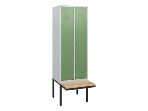 locker met bank,HxBxD 1950x600x815mm,2vak,vak B 300mm,cil.-slot
