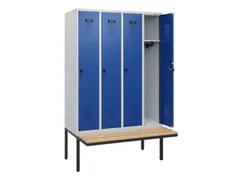 locker met bank,HxBxD 1950x1200x815mm,4vak,vak B 300mm,draaigrendel