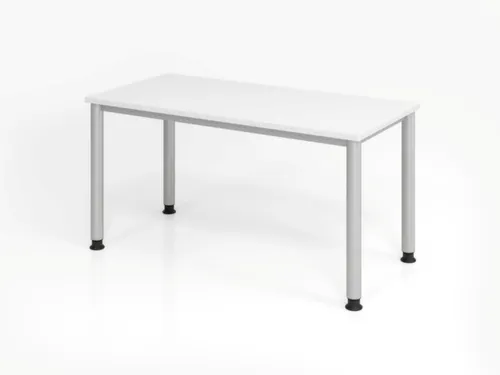 bureau,HxBxD 685-810x1400x670mm,blad wit,4voeten zilverkleurig