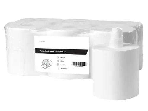 Poetsrol midi Coreless Cellulose 2-laags Pak 6 stuks