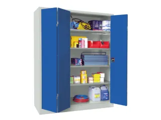 Ruime Vouwdeurkast 1950x1500x600mm 4legborden Ral7035 Front Ral5010 - 1