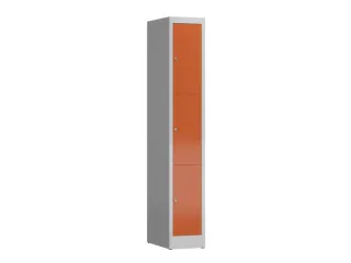Lockerkast 1800x310x500mm 1x3 vakken cilinderslot, sokkel, RAL3000 - 1