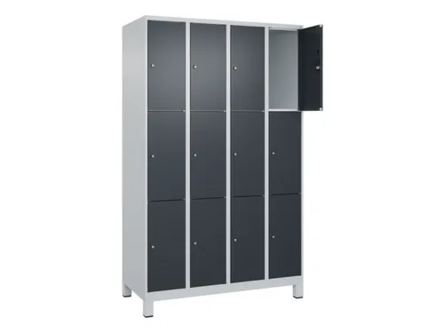 lockerkast,HxBxD 1950x1200x500mm,4x3vakken,vak B 300mm,cil.-slot