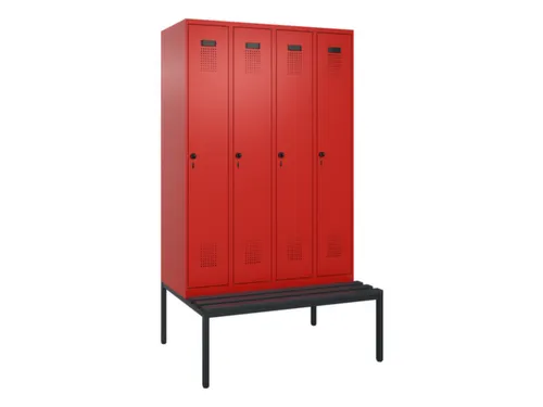 locker met bank,voor scheiding van kleding,HxBxD 2120x1200x815mm,4vak