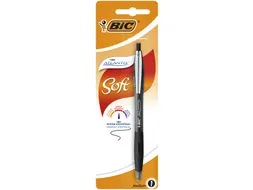 Balpen Bic Atlantis soft metalen clip clic medium zwart bister à 1st
