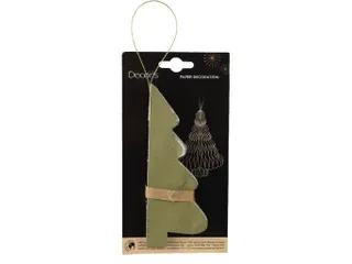 Decoris 3D papier hanger Kerstboom 15cm Groen - 2