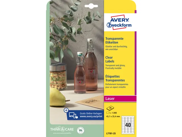 Etiket Avery L7781-25 45.7x25.4 transparant 1000st