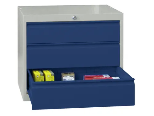 ladekast HxBxD 600x715x600mm 3laden slot RAL7035 front RAL5010