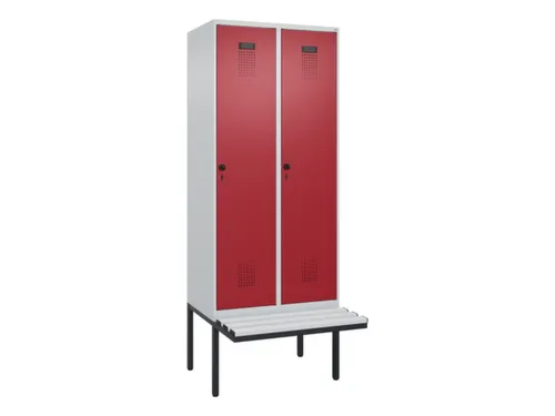 locker met bank,HxBxD 2120x800x815mm,2vak,vak B 400mm,draaigrendel