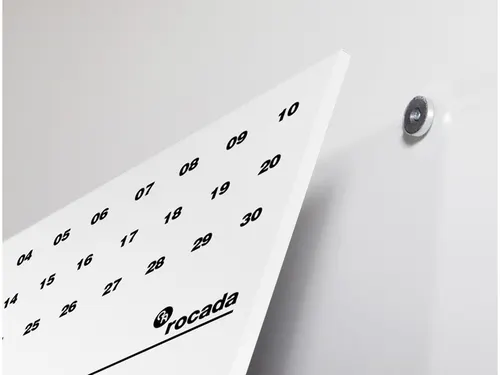 Whiteboard Rocada Skinclock 55x75cm wit gelakt met klok en kalender