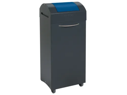 Afvalbak 75 Liter 840x380x320mm Plaatstaal 2 Wielen Klep Blauw