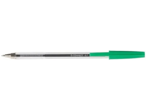 Q-connect Balpen met Dop 0,7mm Medium punt Groen 50 Stuks