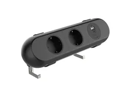 Desktop stekkerdoos Power Polar 2-voudig + USB A en C 25W Zwart