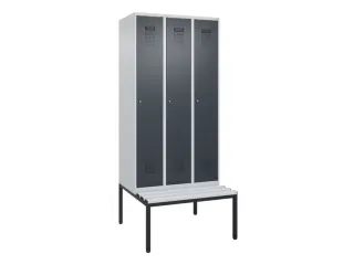 locker met bank,HxBxD 2120x900x815mm,3vak,vak B 300mm,cilinderslot - 2
