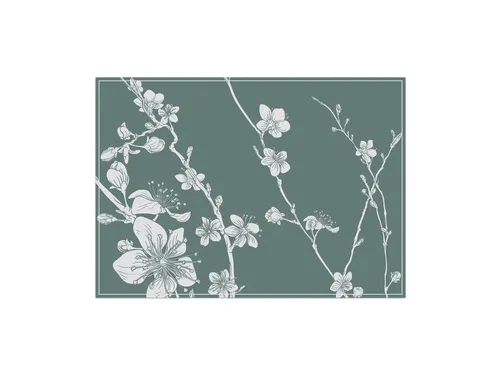 Placemat IEZZY Japanse kersenbloesem groen 6 stuks
