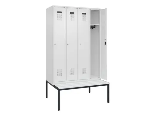 locker met bank,HxBxD 2120x1200x815mm,4vak,vak B 300mm,cilinderslot