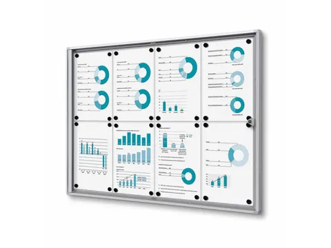 Muurvitrine Indoor Vergrendelbaar Brandwerend 8xA4 Zilver
