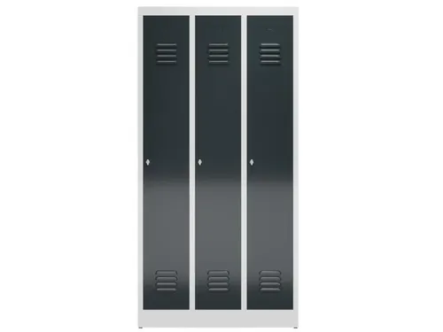 garderobekast 1800x870x500mm 3vak klink sokkel romp RAL7035 RAL7016