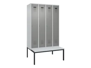 locker met bank,HxBxD 2120x1200x815mm,4vak,vak B 300mm,cilinderslot - 2