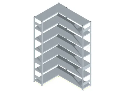 Hoekstelling Hxbxd 3000x1360/1415x435mm Veldlast 900kg 2x7legborden