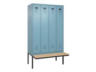 locker met bank,voor scheiding van kleding,HxBxD 2120x1200x815mm,4vak - 2