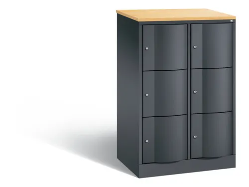 lockerkast cil.slot 1255x770x540mm 2x3 vakken RAL7021 front RAL7021