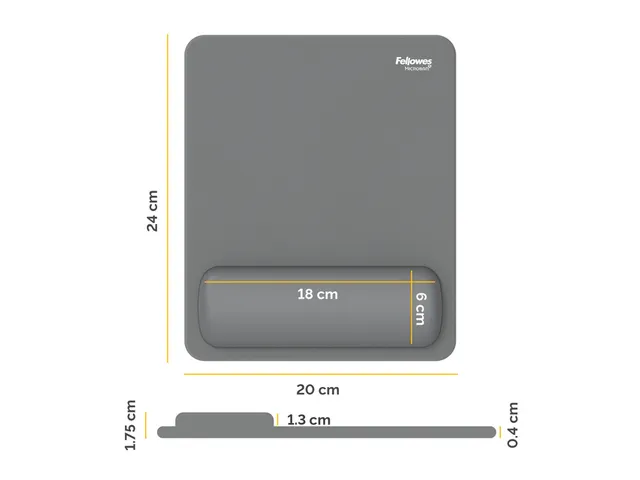 Muismat met polssteun Fellowes Breyta grijs 20x24cm