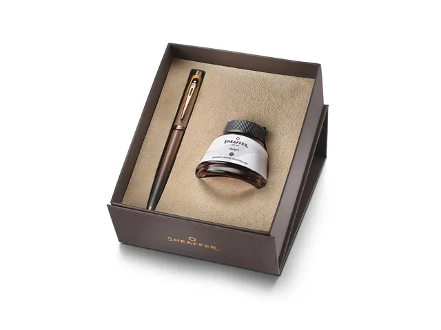 Vulpen giftset Sheaffer 100 9374 Coffee Ed. Matt Brown met inktpotje b