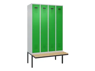 locker met bank,voor scheiding van kleding,HxBxD 2120x1200x815mm,4vak - 2