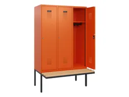 locker met bank,HxBxD 1950x1200x815mm,3vak,vak B 400mm,cilinderslot