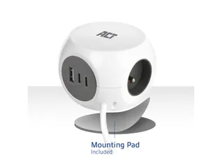 Stekkerblok ACT 3 voudig inclusief 2x USB C/A 1.5 meter wit/grijs FR/B - 4