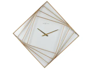 Wandklok Nextime groot 85x85cm metaal goud/wit Turning Time - 2