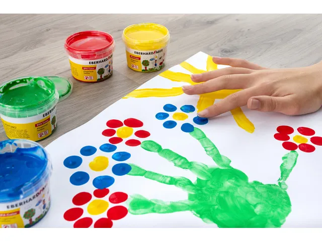 Vingerverf Eberhard Faber 100ml geel, rood, blauw, groen
