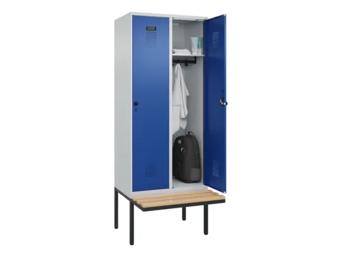 locker met bank,HxBxD 2120x800x815mm,2vak,vak B 400mm,draaigrendel