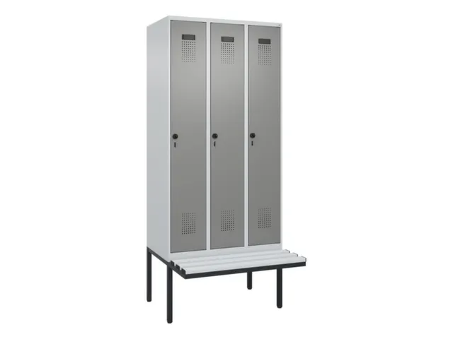 locker met bank,voor scheiding van kleding,HxBxD 2120x900x815mm,3vak